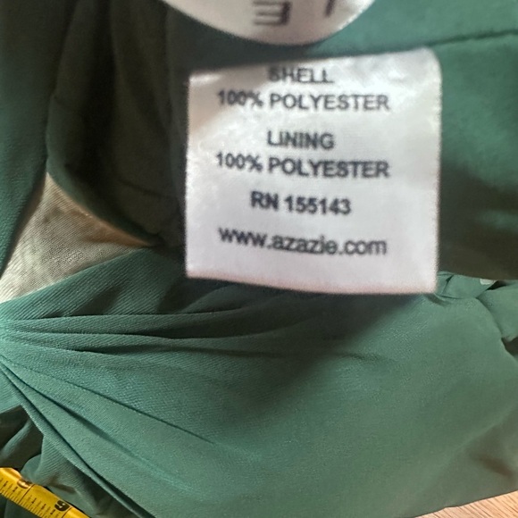 Azazie Peacock A-Line Off the Shoulder Stretch Satin Dress Size Large‎ - Picture 9 of 9